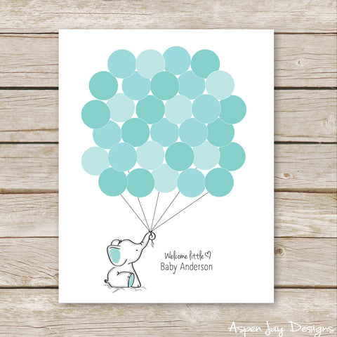 Turquoise Elephant Balloon Guest Book