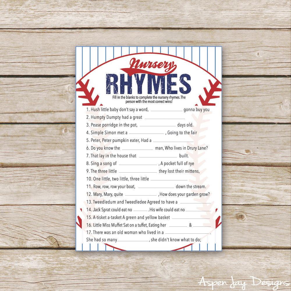 Baseball Nursery Rhymes