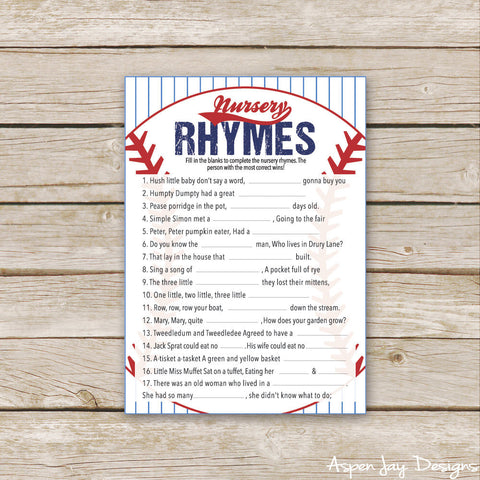 Baseball Nursery Rhymes