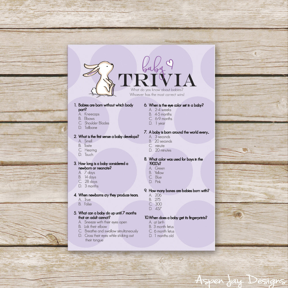 Purple Bunny Baby Trivia