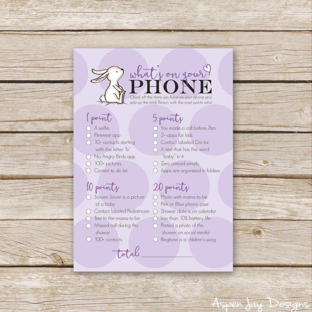 Purple Bunny What's on your Phone