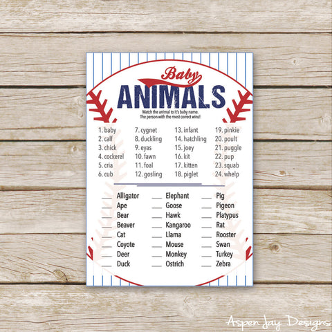 Baseball Baby Animal Names