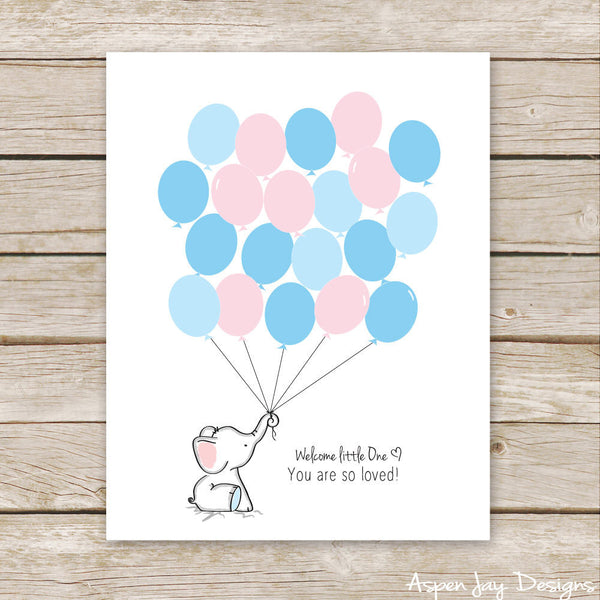 Pink or Blue Elephant Guest Book