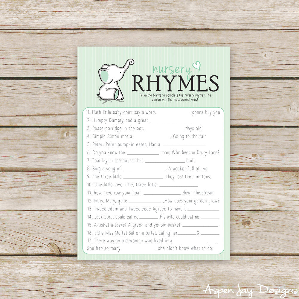 Green Elephant Nursery Rhymes