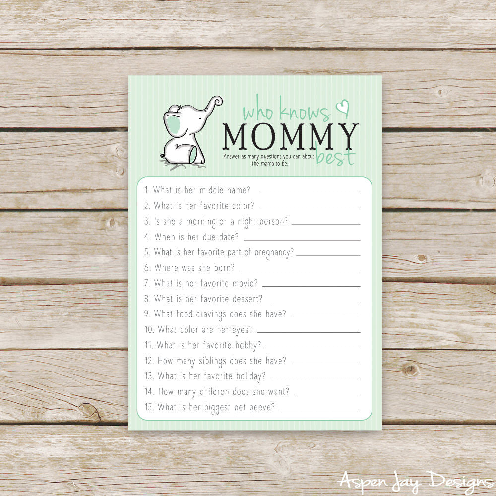 Green Elephant Who Knows Mommy Best