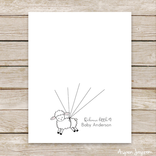 Pink Lamb Balloon Guest Book
