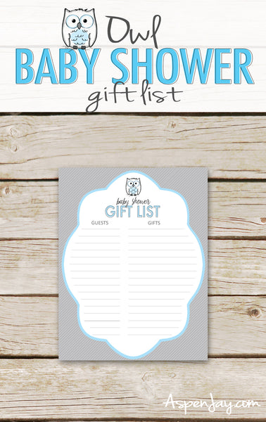 Blue Owl Baby Shower Gift List