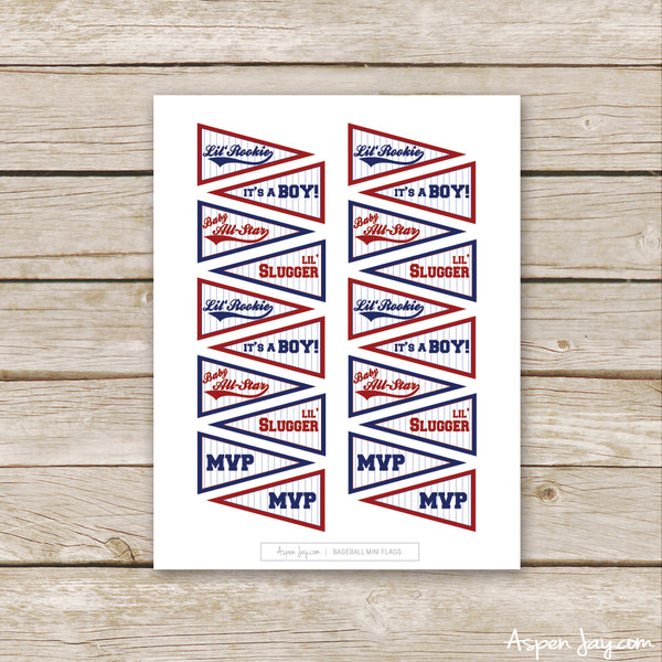 Baseball Baby Shower Mini Flags