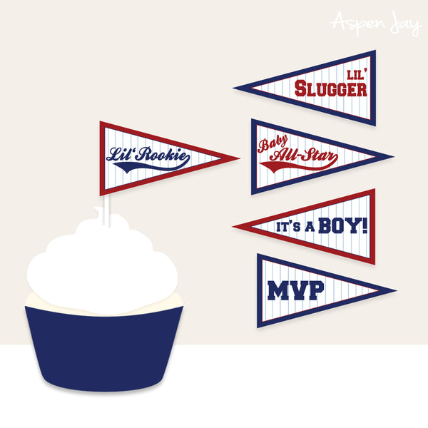 Baseball Baby Shower Mini Flags