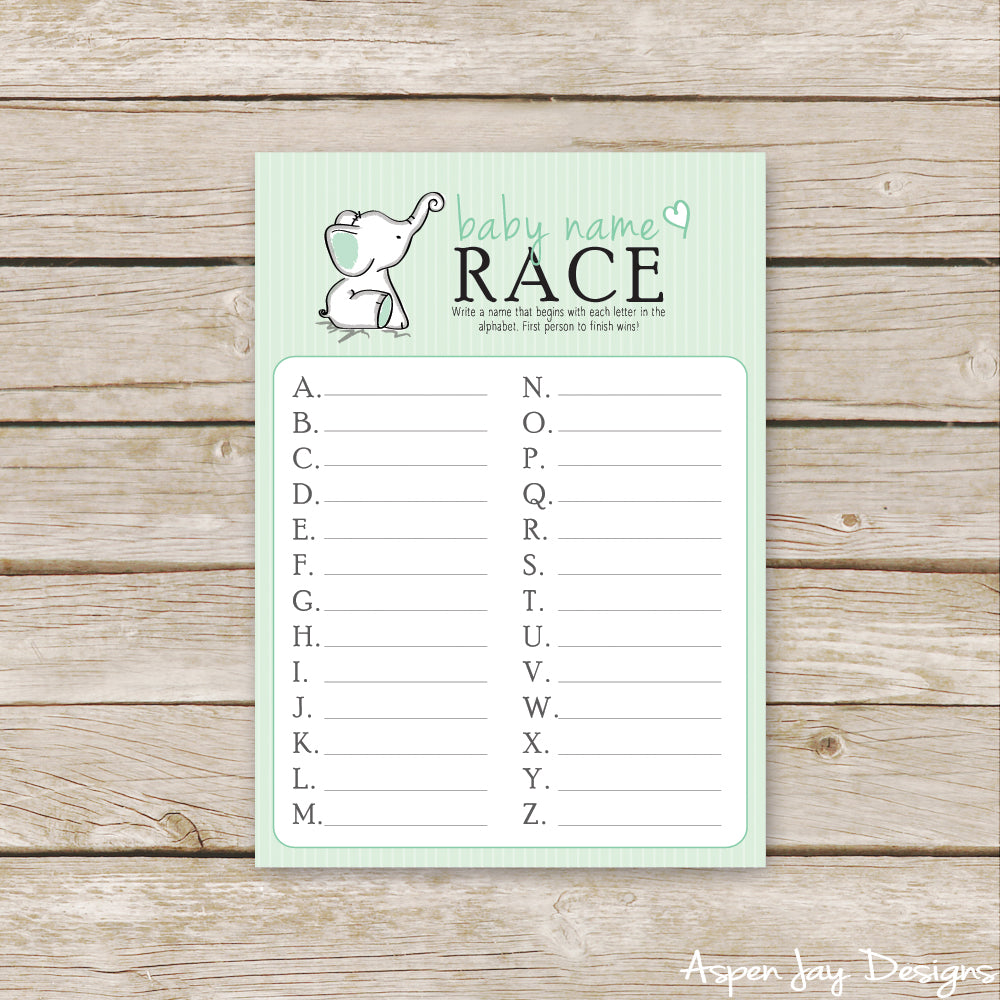 Green Elephant Baby Name Race