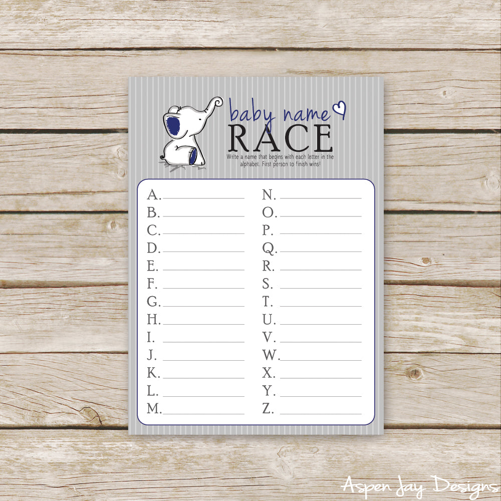 Navy Elephant Baby Name Race