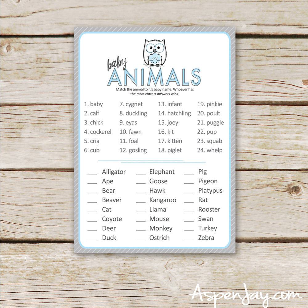 Blue Owl Baby Animal Names