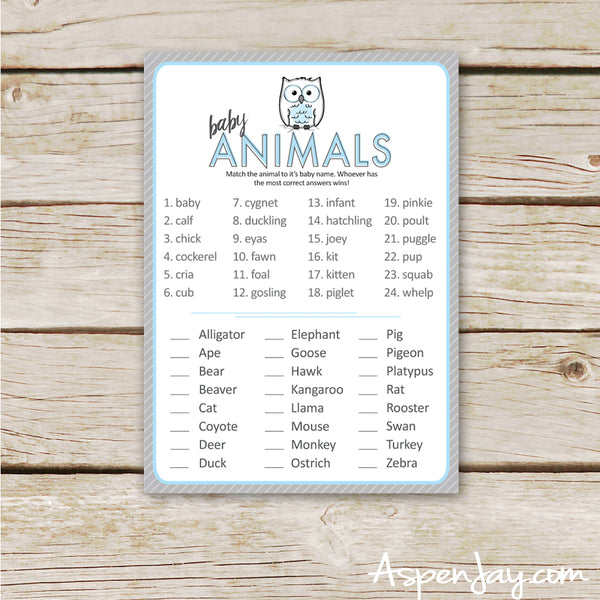 Blue Owl Baby Animal Names