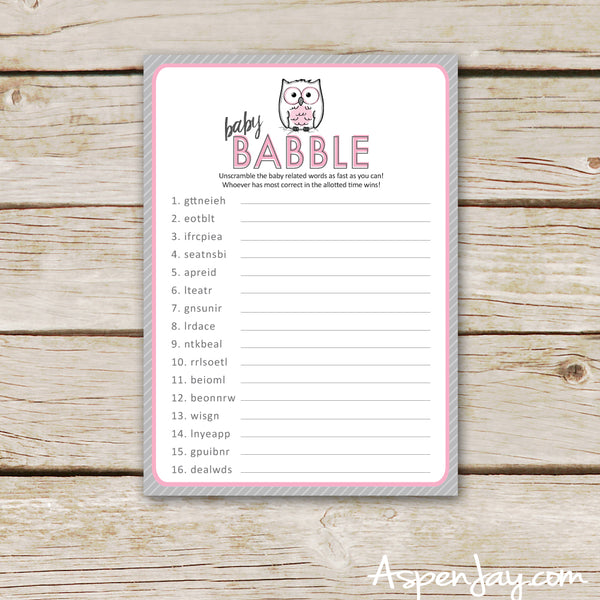 Pink Owl Baby Scramble