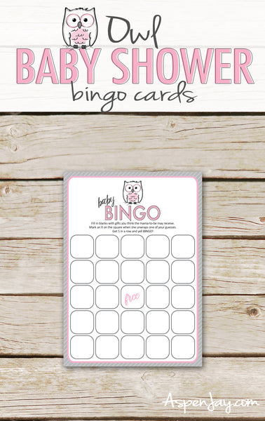 Pink Owl Baby Bingo