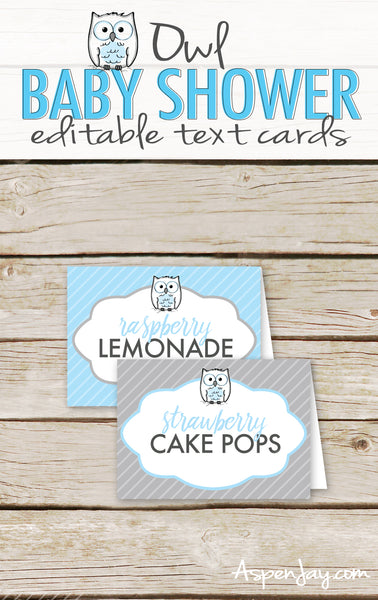 Editable Blue Owl Party Labels