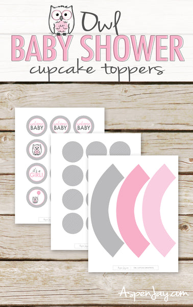 Pink Owl Cupcake Toppers