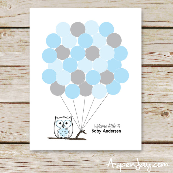 Blue Owl Balloon Guest Book