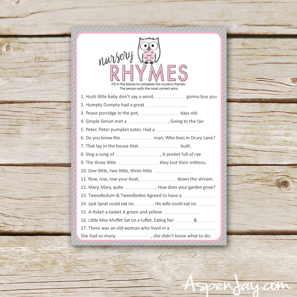 Pink Owl Nursery Rhymes