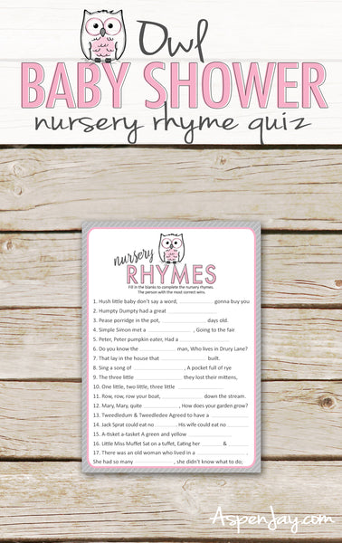 Pink Owl Nursery Rhymes