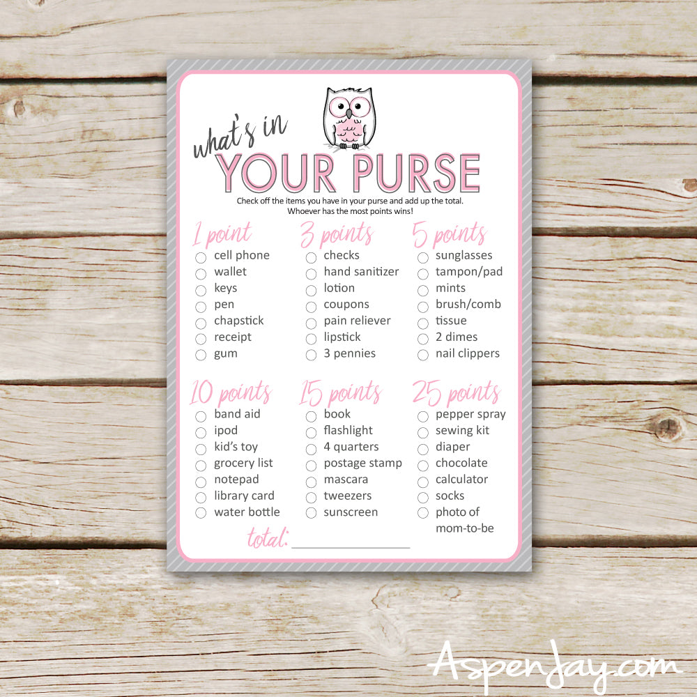 Pink Owl What's in your Purse