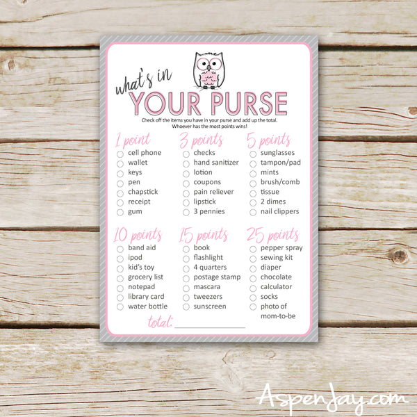 Pink Owl What's in your Purse