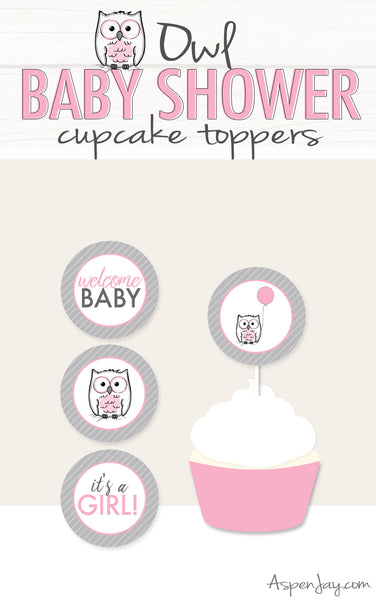 Pink Owl Cupcake Toppers