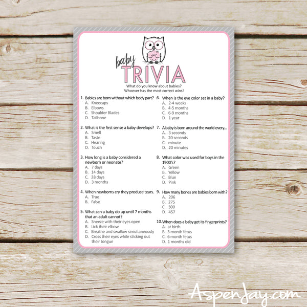 Pink Owl Baby Trivia