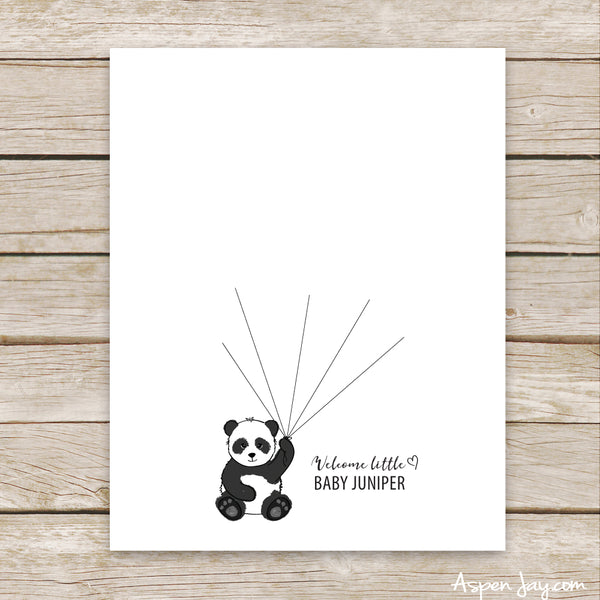 Blue Panda Balloon Guest Book