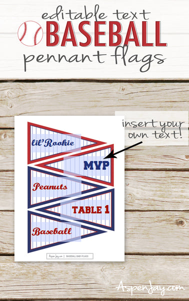 Editable Baseball Pennant Flags