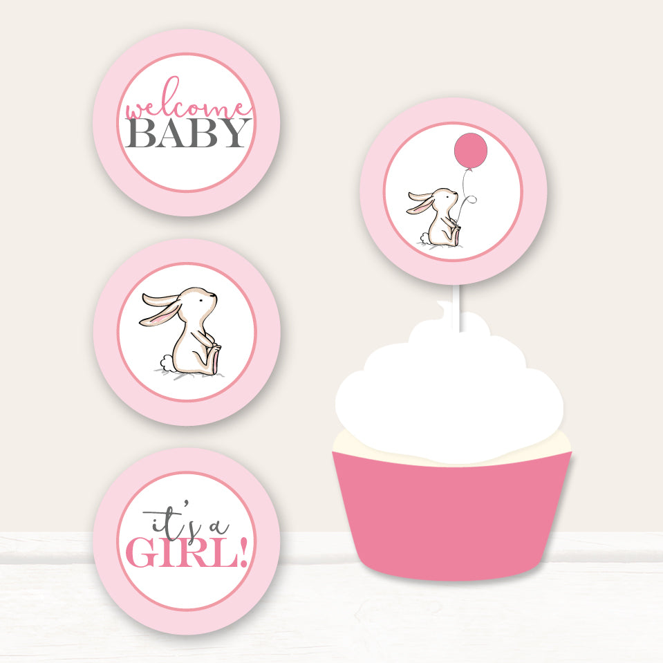 Pink Bunny Cupcake Toppers