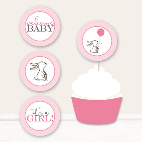 Pink Bunny Cupcake Toppers