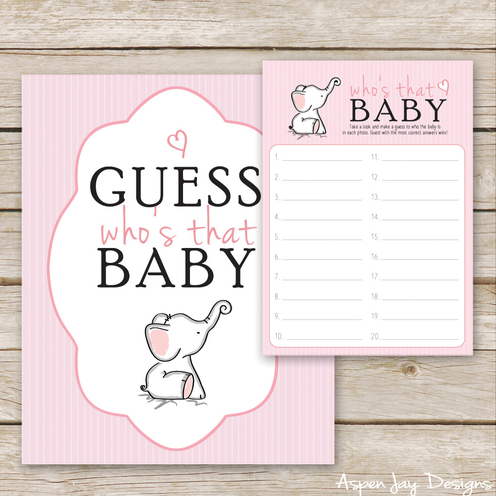 Pink Elephant Who's that Baby