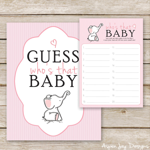 Pink Elephant Who's that Baby