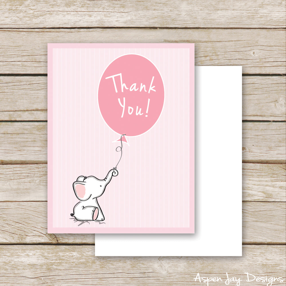 Pink Elephant Thank You Postcard
