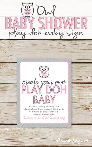 Pink Owl Play Doh Baby Sign