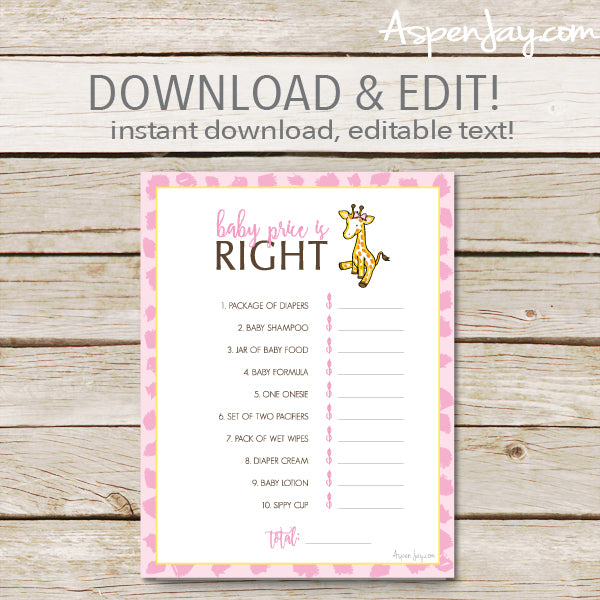 Giraffe Baby Price is Right