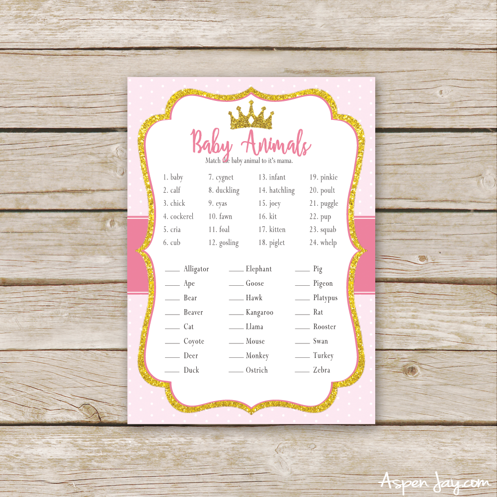 Pink Princess Baby Animal Names
