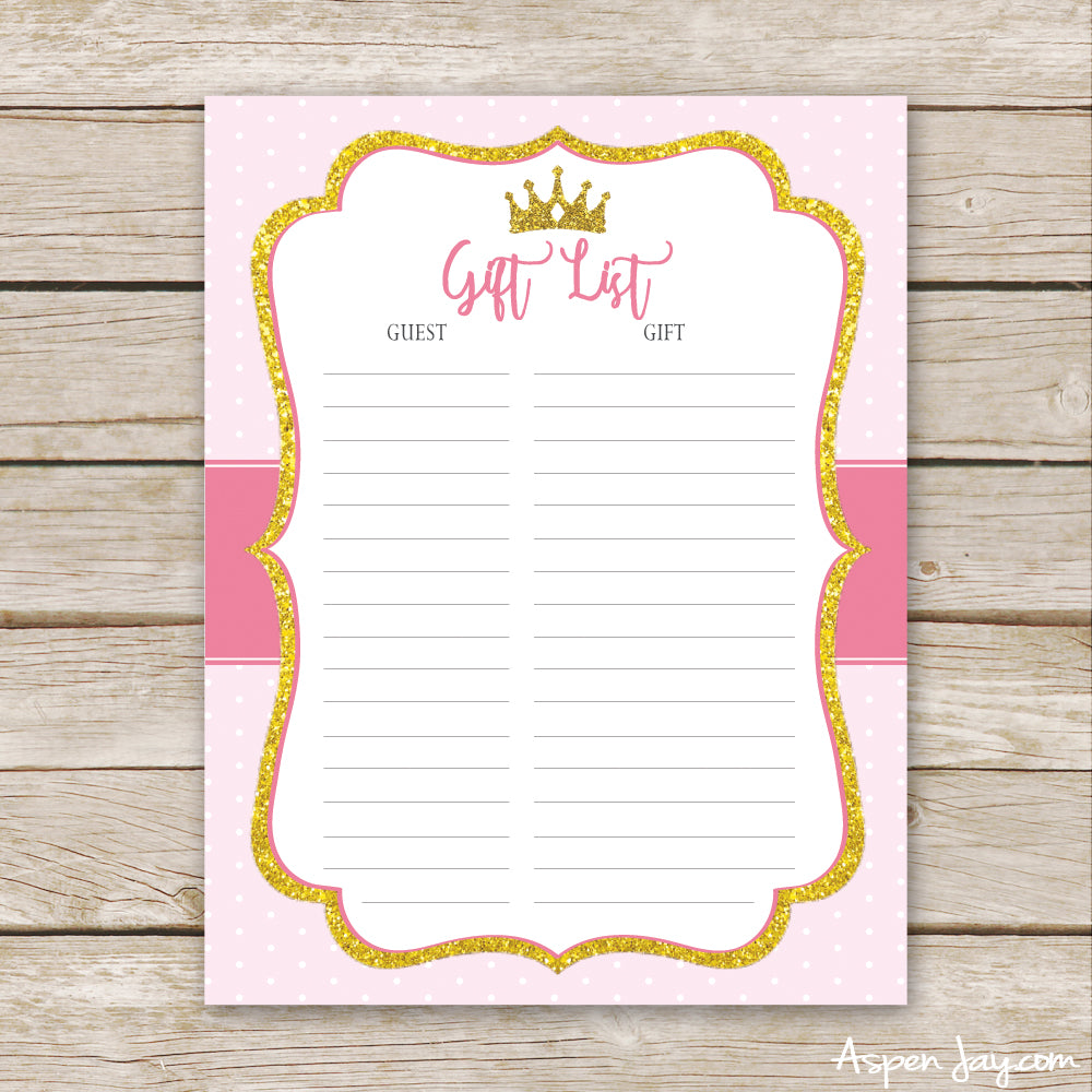 Pink Princess Gift List