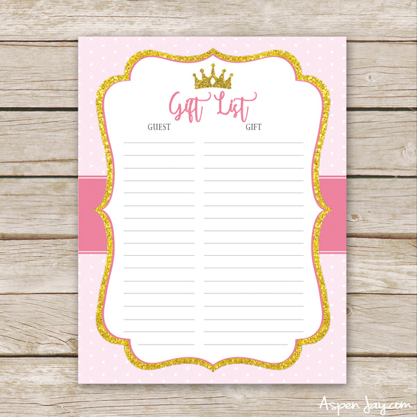 Pink Princess Gift List – AspenJay