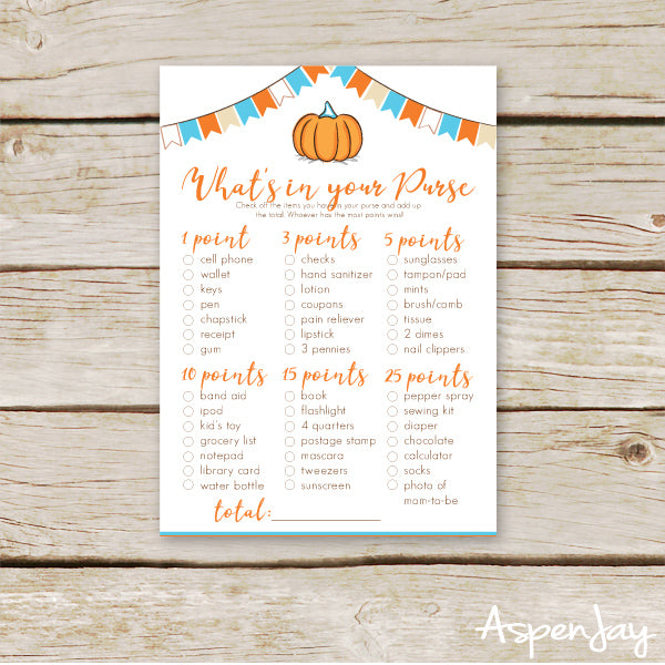 Pumpkin Baby What's in your Purse