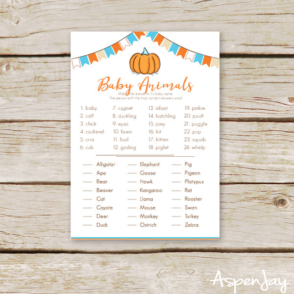 Pumpkin Baby Animal Names