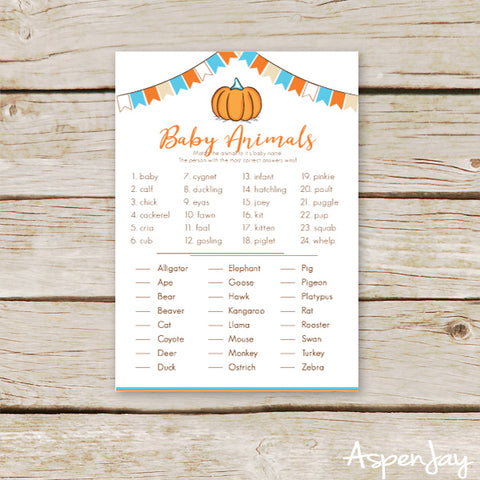 Pumpkin Baby Animal Names