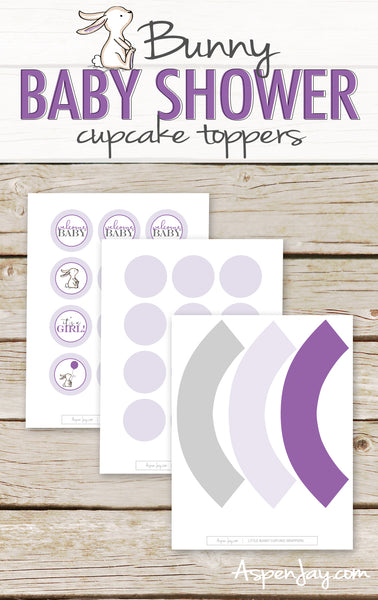 Purple Bunny Cupcake Toppers