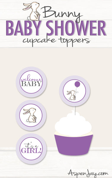 Purple Bunny Cupcake Toppers