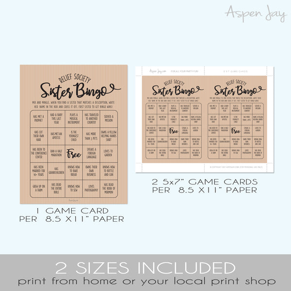 Relief Society Bingo