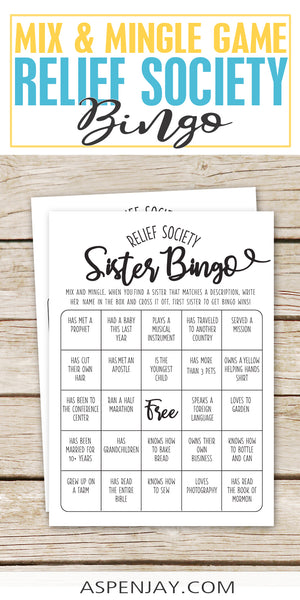 Relief Society Bingo