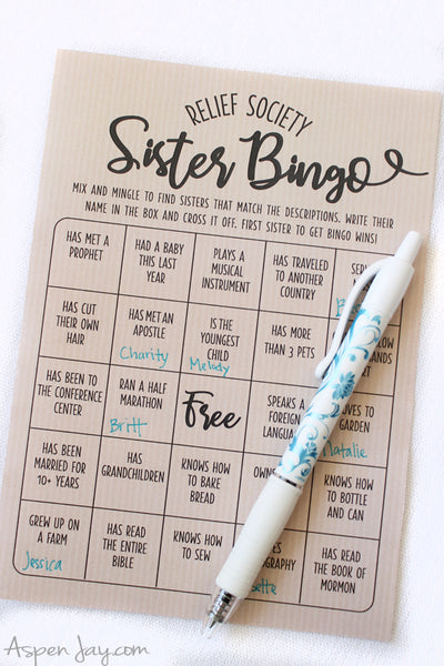 Relief Society Bingo