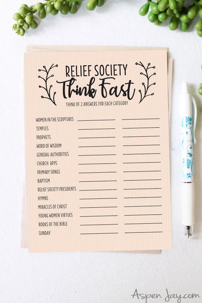 Relief Society Think Fast