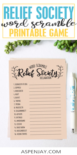 Relief Society Declaration Word Scramble